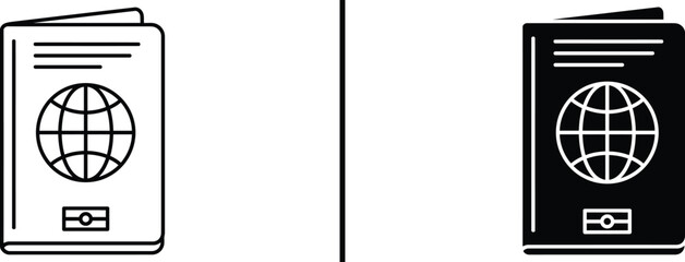 Passport Icon with Globe, International Travel and Identity Vector