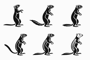 Minimalist standing xerus icon set in black and yellow