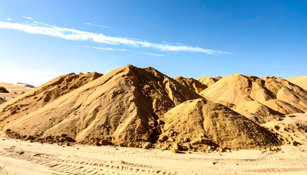 Desert sand piles under a clear sky