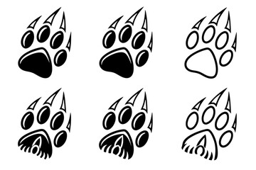 Minimalist tribal bear paw icon set with geometric elements