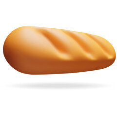 A Golden Brown Baguette Loaf With Soft Curves and Defined Scoring Lines Presented On A White Background With A Subtle Shadow Effect