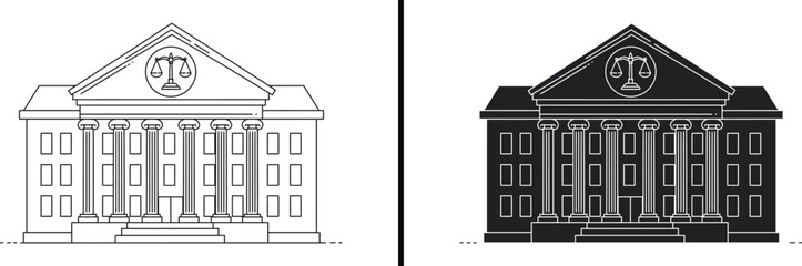 Courthouse Icon, Law and Justice Building Vector