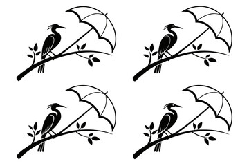 Minimalist icon of a bird perched under an umbrella