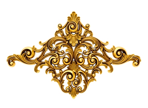 Ornate golden decorative flourish isolated on transparent background