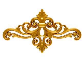 Ornate golden decorative flourish isolated on transparent background