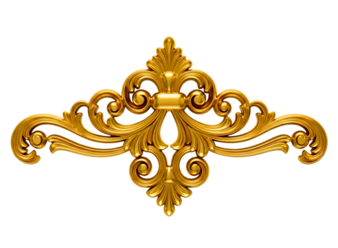 Ornate golden decorative flourish isolated on transparent background