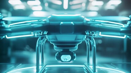 Drone preparing for flight, futuristic blue technology concept - Powered by Adobe