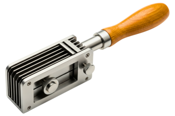 Adjustable stainless steel dough lattice cutter with a handle isolated with transparent background