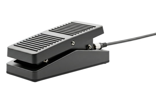 Universal sustain foot pedal for an electronic musical instrument isolated with transparent background