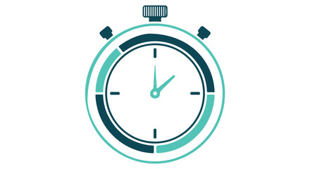 Closeup of a stopwatch with teal and dark blue accents, isolated on transparent background