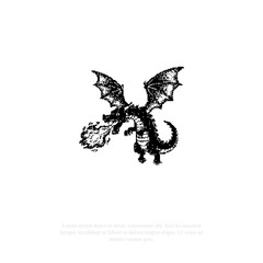 fire breathing dragon retro pixel art