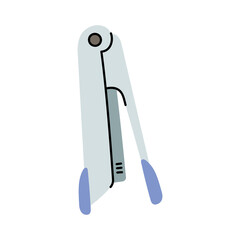 Light Gray Stapler With Light Blue Accents And Dark Gray Staple Details In A Simple Doodle Illustration Style On A Transparent Background