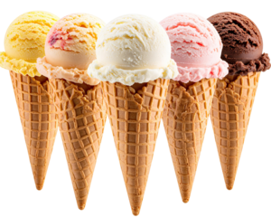  Firefly_Ice cream scoop on waffle cone on transparent background cutout, PNG file. Many assor (2)
