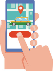 配車アプリで車を呼ぶイラスト