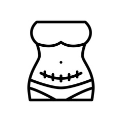 Illustration Of A Woman S Torso With A Cesarean Section Scar And Lingerie On A Transparent Background Medical Supervision Treatment
