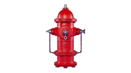 Vibrant red fire hydrant stands ready, a symbol of safety and preparedness for emergency services, ideal for cityscapes or urban safety campaigns