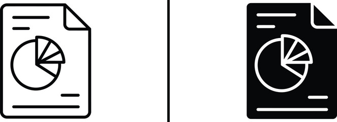 Report Document Icon, Data Analytics and Statistics Symbol Vector