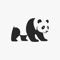 Naklejka premium The Panda Wild King logo flat design focuses on simplicity, elegance, and ease of recognition. Vector Sign for Mascot, Logos, and Icons.