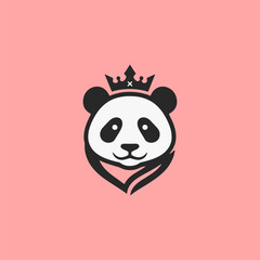 The Panda Wild King logo flat design focuses on simplicity, elegance, and ease of recognition. Vector Sign for Mascot, Logos, and Icons.
