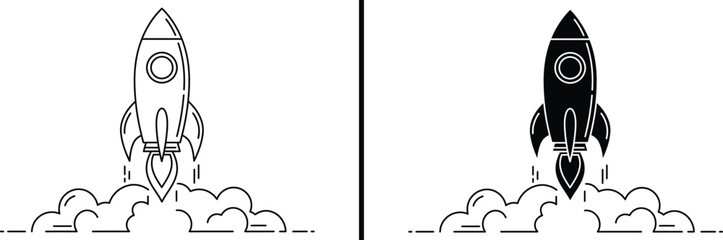 Rocket Launch Icon, Startup and Business Growth Symbol Vector