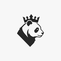 The Panda Wild King logo flat design focuses on simplicity, elegance, and ease of recognition. Vector Sign for Mascot, Logos, and Icons.