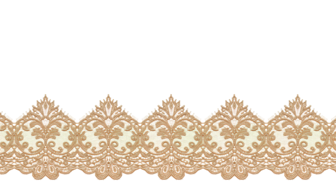 Close up of decorative lace trim on a white background space , transparent png - Powered by Adobe