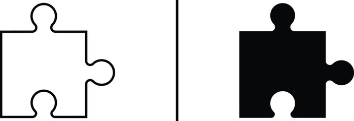 Puzzle Piece Icon, Teamwork and Solution Concept Vector