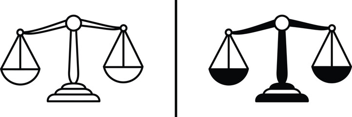 Balance Scale Icon, Justice and Fairness Symbol Vector Illustration