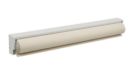 A rolled up beige paper background attached to a gray holder , transparent png