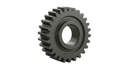 Isolated metal gear with teeth on a plain white background view , transparent png