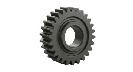 Isolated metal gear with teeth on a plain white background view , transparent png