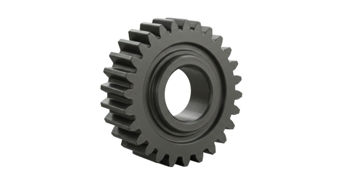 Isolated metal gear with teeth on a plain white background view , transparent png - Powered by Adobe