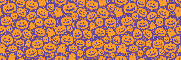 Cute Halloween seamless pattern with pumpkins. Background design. Vector illustration