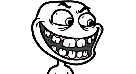 Laughing Trollface Character Design Icon or Logo for a Meme or Humor Project that Needs to Be Iconic