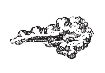 Set of clouds in hand drawn vintage retro style isolated on white background. Cartoon design elements. Vector illustration.	