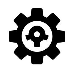 Obraz premium A black gear icon with a white circle and a center design