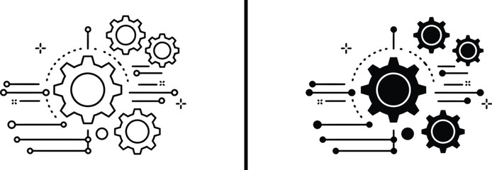 Obraz premium Gear Mechanism Icon, Process Automation Vector