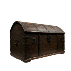 Realistic Isolated Wooden Treasure Chest Isolated Dark Wood Grain