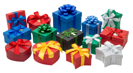 A collection of beautifully wrapped gift boxes in various shapes and sizes, ready for special occasions