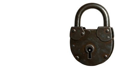 Realistic Old Rusty Padlock Isolated on Transparent Background