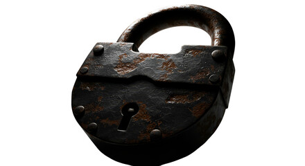 Realistic Old Rusty Padlock Isolated Transparent Background
