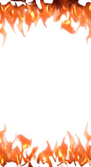 Realistic Orange Fire Border with Transparent Background