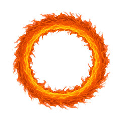 Realistic Orange Fire Ring Illustration with Jagged Edges on Transparent Background