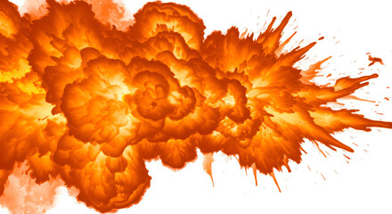 Realistic Orange Fire Explosion with Smoke Transparent Background