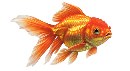 Realistic Orange Goldfish Isolated Transparent Background