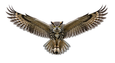 Realistic Owl Flying Isolated Transparent Background