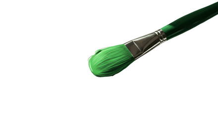 Realistic Paintbrush with Green Paint Isolated On Black Background