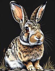 Detailed illustration of a rabbit