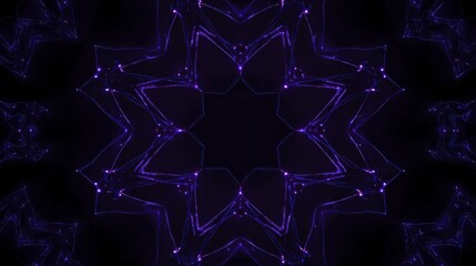 Abstract purple geometric light pattern with star motif on dark background