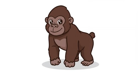 Naklejka premium Cartoon gorilla illustration standing against white background copy space